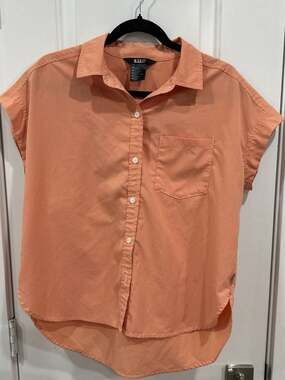 5.11 Tactical Women's Orange Short Sleeve Grid Pattern Utility Button Up Shirt